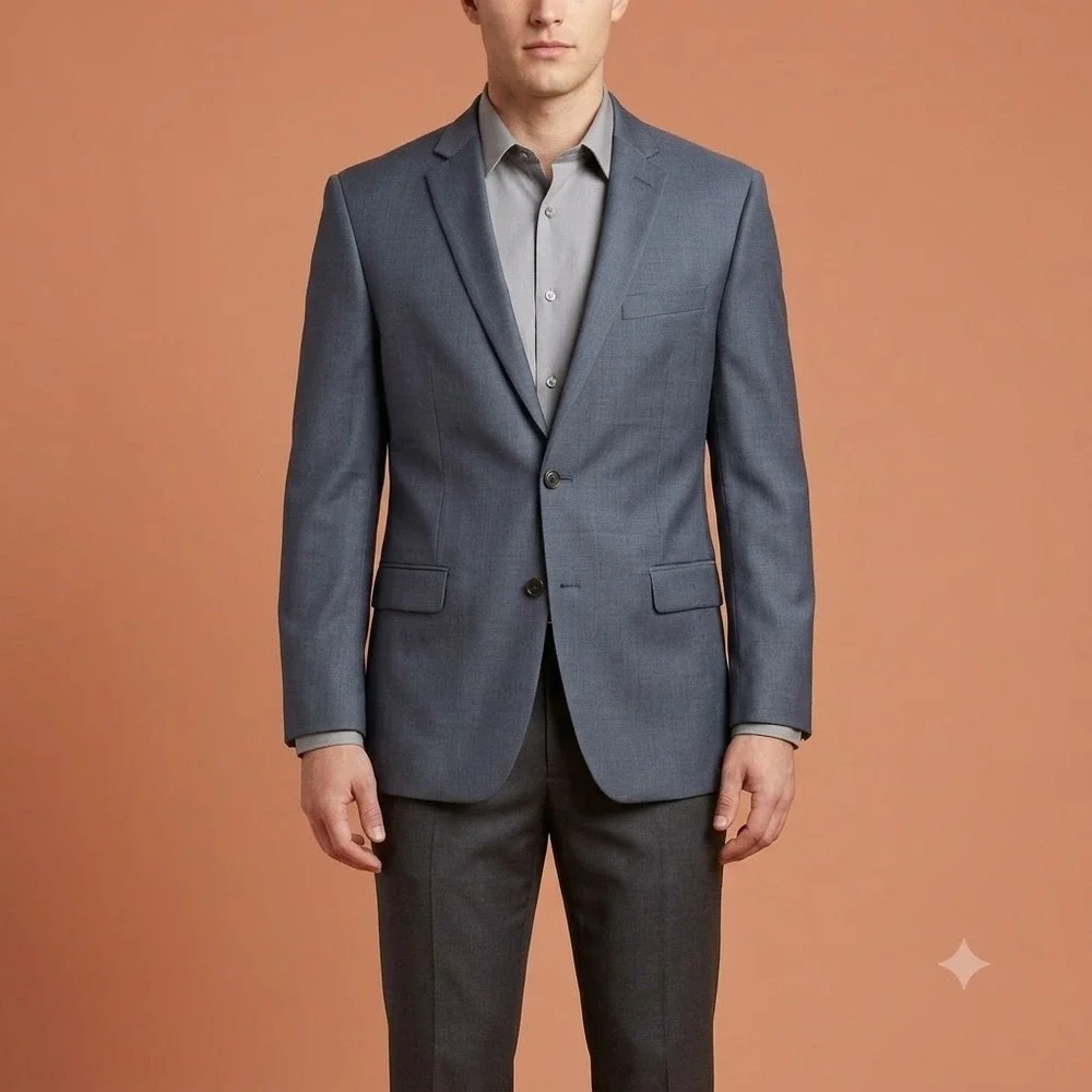 Lord & Taylor Blazer Mens 42R‎ Gray 100% Wool Two Button Sport Coat